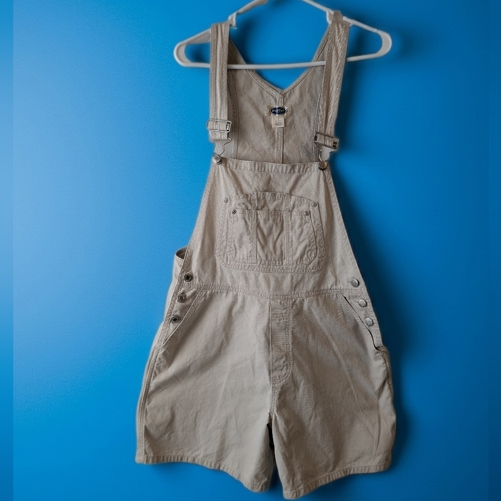 VINTAGE Denim Light Tan Short Overalls Size M 🛍️ Austin